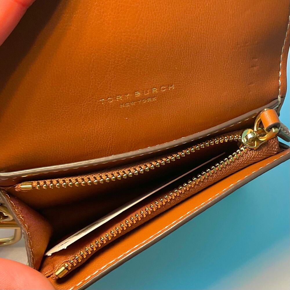 NEW $198 Tory Burch Flap Card Case Wallet Snake Python Animal Exotic Mint Green - Picture 5 of 6